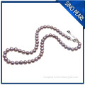 AA 7-8MM Grey Beautiful Pearl Necklace Freshwater Round Pearl Strand